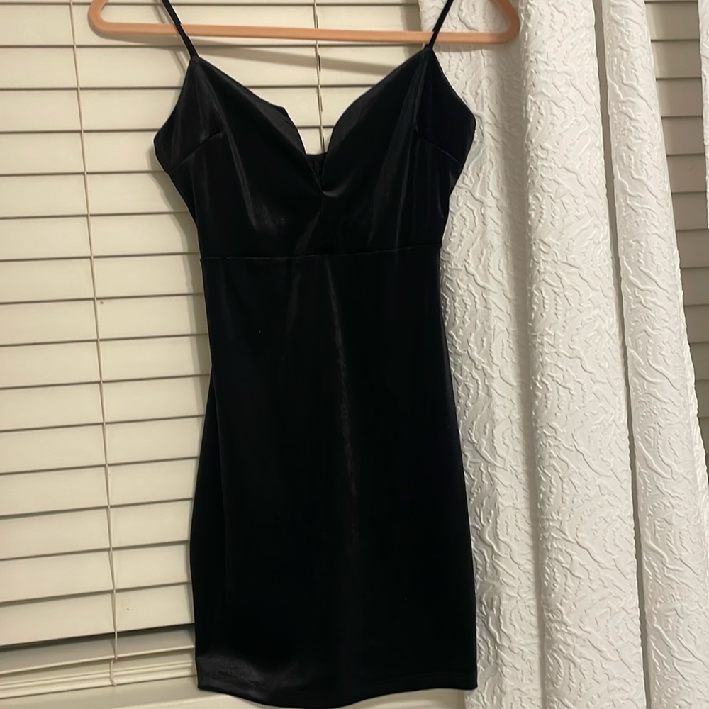 Black velvet mini dress
